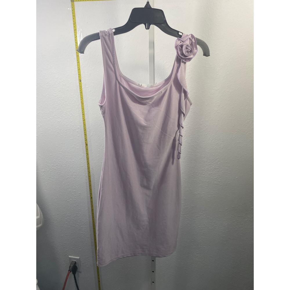 Lush Lilac Rosette Ruffle Mini Dress Purple Bodycon Sleeveless DR99146-003 M